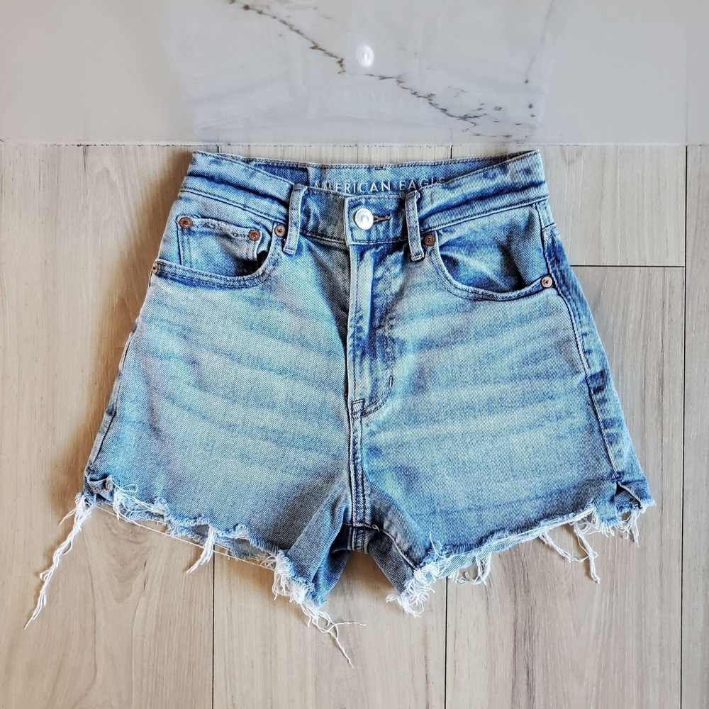 American Eagle Shorts Womens 00 Highest Rise 90s Boyfriend Denim Cutoff Stretch